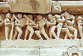 Khajuraho - Lakshmana temple the frieze of the temple base